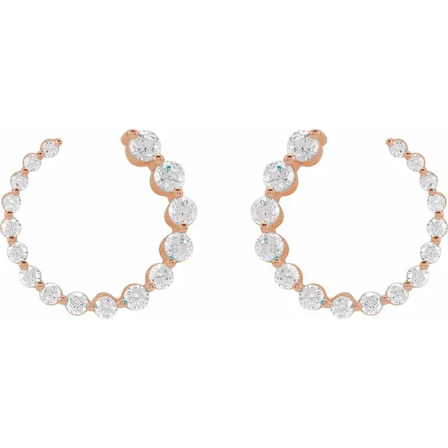 Graduated Single Prong Diamond Circle Studs