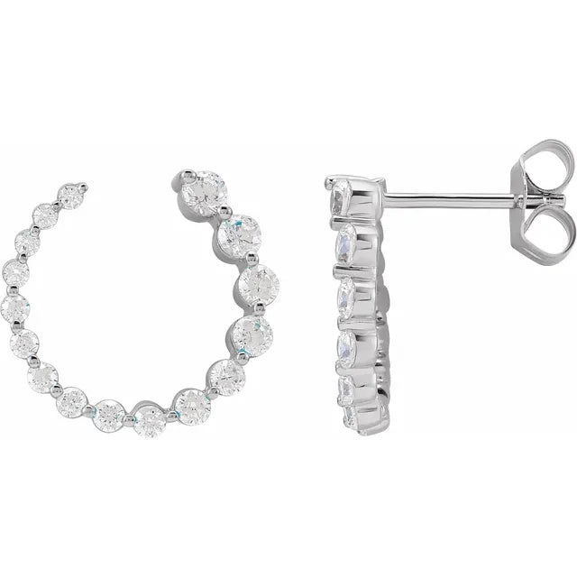 Graduated Single Prong Diamond Circle Studs