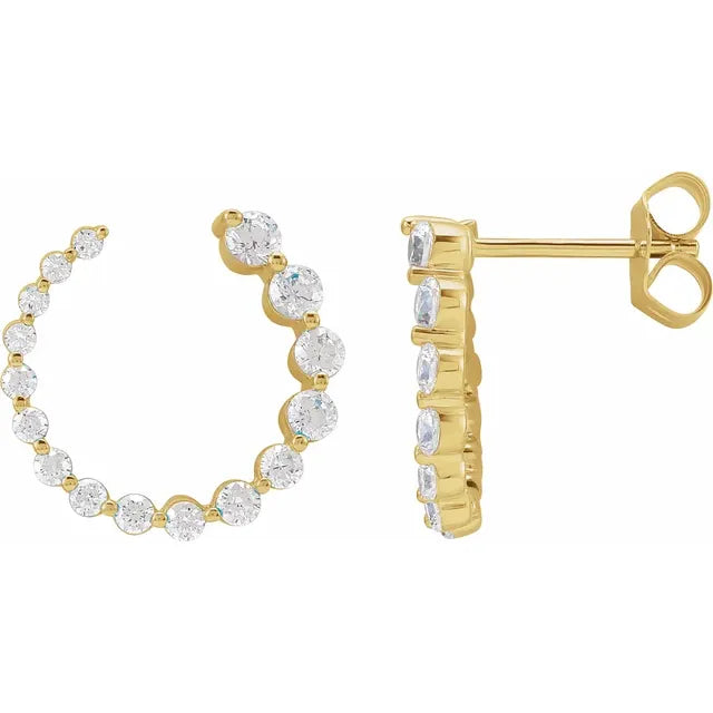 Graduated Single Prong Diamond Circle Studs