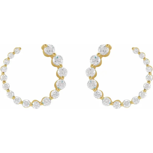Graduated Single Prong Diamond Circle Studs
