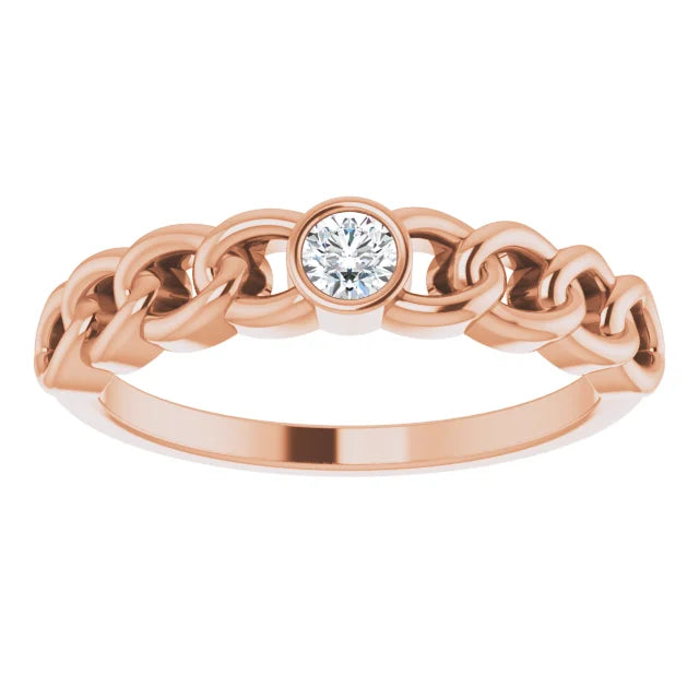 Curb Chain Bezel Set Diamond Ring