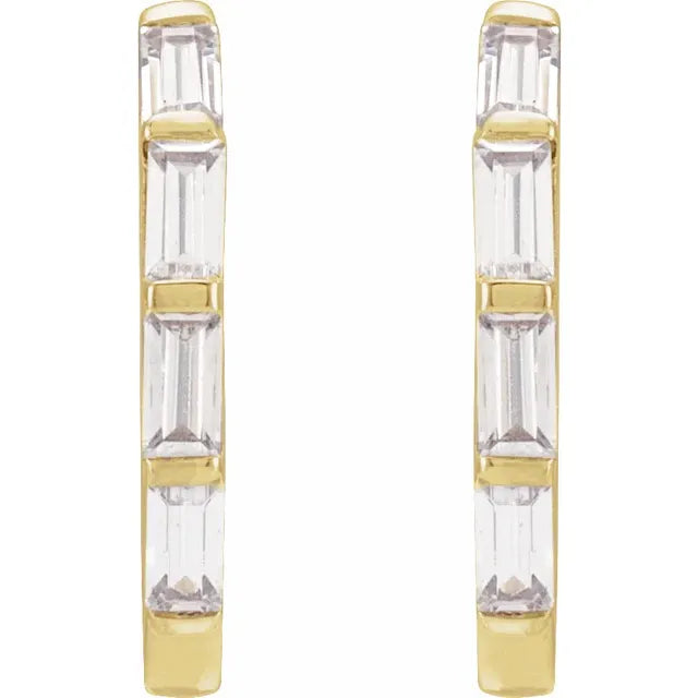Diamond Baguette Huggies